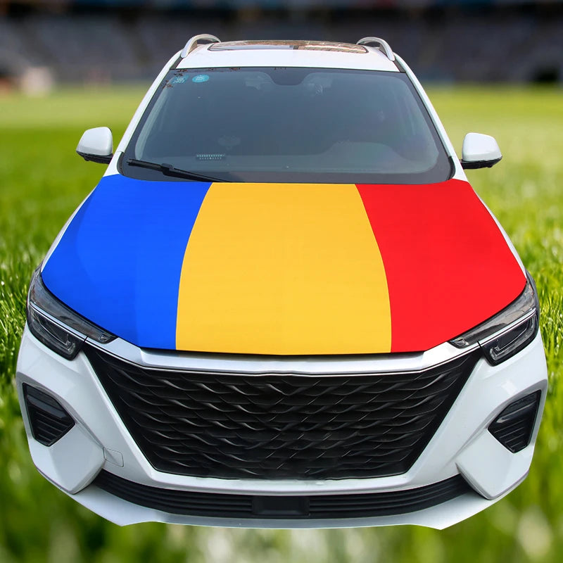 Bandera para Capó de Coche 115x160 cm y 130x160 cm – Cubierta Decorativa para Automóvil | Fácil Instalación y Ajuste Universal